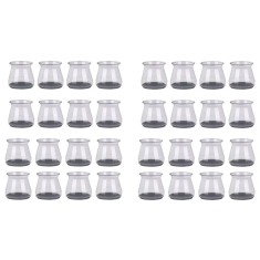 Set 32 protectii pentru picioare mobilier Mobelheld, potrivire pentru picoare de mobilier cuprinse intre 33- 47 mm, silicon transparent, negru
