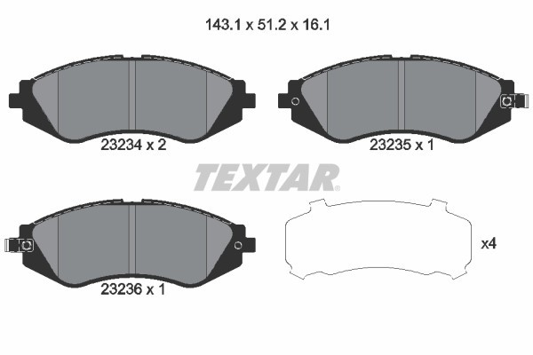 TEXTAR 2323401 set placute frana,frana disc