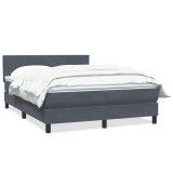 Cumpara ieftin Pat box spring cu saltea, gri inchis, 160x210 cm, catifea