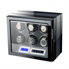 Cutie pentru intors ceasuri automatice iUni Luxury Watch Winder 6, Carbon foto