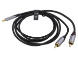Cablu RCA x2 la USB C Aurit 0,5m Negru, Vention