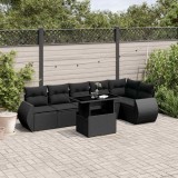 Cumpara ieftin Set canapele de grădină cu perne, 7 piese, negru, poliratan