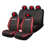 Set Huse Scaune Universale HLX6 Compatibile cu Suzuki &ndash; Negru/Rosu