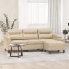 VidaXL Canapea cu 3 locuri și taburet, crem, 180 cm, microfibră