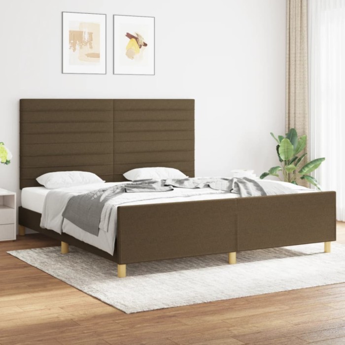 vidaXL Cadru de pat fără saltea, maro &icirc;nchis, 180x200 cm, textil 3125157