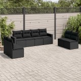 Cumpara ieftin Set mobilier de grădină cu perne, 8 piese, negru, poliratan