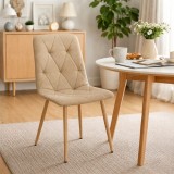 Scaun dining Artool Libra tapitat maro, cu picioare metalice finisaj natur