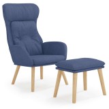 Cumpara ieftin Scaun de relaxare cu taburet, albastru, textil
