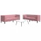 vidaXL Set canapele Chesterfield cu perne rulou, 2 piese, roz, catifea