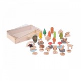 Set de 37 figurine din lemn pentru activitati educative Padurea, Tickit