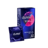 Prezervative cu striatii Durex Mutual Climax, regular fit, cu efect de stimulare clitoridiana si intarziere ejaculare, 56 mm, 1 cutie x 12 buc