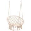 Scaun rotund tip leagan suspendat pentru casa sau gradina, cu franjuri, 150kg, crem Household NewTrend, Oem