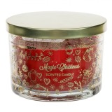Lum&acirc;nare Parfum Crăciun, Magic Christmas, Mere și Scorțișoară, Pahar Sticlă, Capac Metalic, 2 Fitiluri, Roșu, 30 Ore, Oem