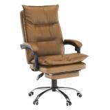 Cumpara ieftin Scaun de birou, cu suport pentru picioare, piele ecologica maro, Drake, 72x85x118 cm
