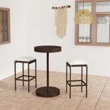 VidaXL Set mobilier bar de grădină, cu perne, 3 piese, maro, poliratan