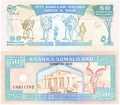 Somaliland 50 Shilingi 2002 P-7d UNC foto