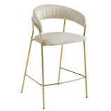 Scaun de bucatarie/bar, Artool, Badia, catifea, otel, bej si auriu, 46x45x94 cm GartenVIP DiyLine