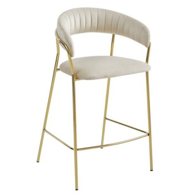 Scaun de bucatarie/bar, Artool, Badia, catifea, otel, bej si auriu, 46x45x94 cm GartenVIP DiyLine foto