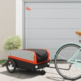 VidaXL Remorcă pentru biciclete, negru și portocaliu, 45 kg, fier