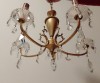 Superb candelabru din bronz și alama , 5 brațe cu elemente din cristal