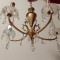Superb candelabru din bronz și alama , 5 brațe cu elemente din cristal