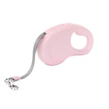 Lesa retractabila pentru caini Nunbell, franare si blocare cu o singura mana, ABS/Nylon, 3 m, Roz