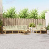 vidaXL Set de canapele de exterior cu pernă 6 pcs Alb și crem 3386109
