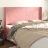 VidaXL Tăblie de pat cu aripioare, roz, 203x16x118/128 cm, catifea