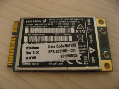 Modul 3g laptop HP EliteBook 2560p, WWAN hs2340, ERICSSON F5521gw, 632155-001 foto