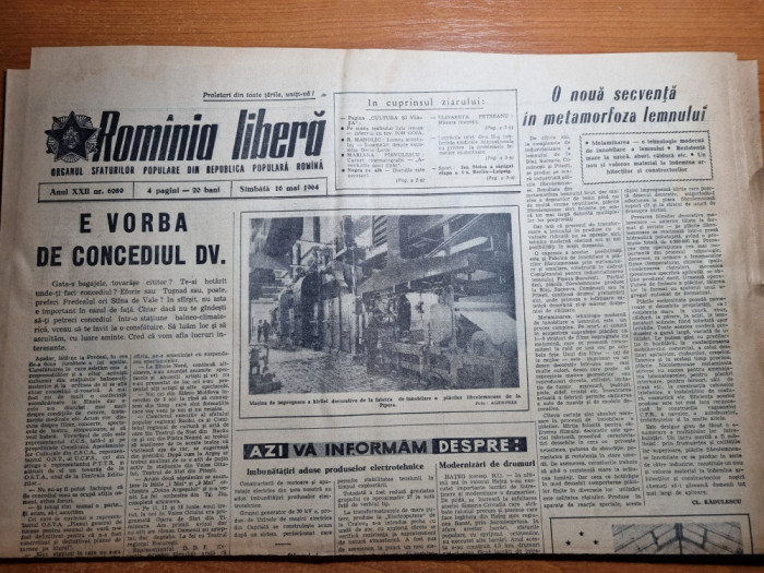 romania libera 16 mai 1964-teatrul din iasi,tractorul brasov,