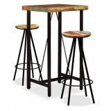 Set mobilier de bar, 3 piese, lemn masiv reciclat, Set masa si scaune, 4 scaune, vidaXL