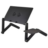 Suport laptop metalic HAWIRE cu 3 picioare pliabile, Stand multifunctional, Dubla racire, Mouse pad inclus, Dimensiune masuta 480x260mm, Negru