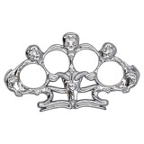 Pumnal tip box, rozeta autoaparare, 3 cap mort, 1 cm grosime, argintiu