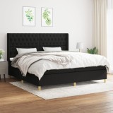 VidaXL Pat box spring cu saltea, negru, 200x200 cm, textil