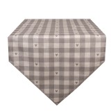 Cumpara ieftin Traversa masa bumbac bej gri Inimioare 50x160 cm