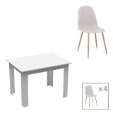 Cumpara ieftin Set masa si scaune 5 piese Bella-Manka Alb 110x80x77 cm