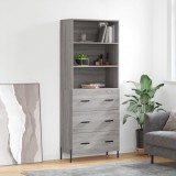 VidaXL Dulap &icirc;nalt, gri sonoma, 69,5x34x180 cm, lemn compozit