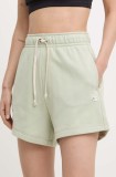 Champion pantaloni scurti femei, culoarea verde, neted, high waist, E10009