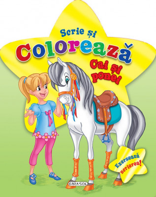 Scrie si coloreaza cai si ponei (verde) PlayLearn Toys foto