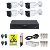 Kit Supraveghere 4 Camere Dahua 5MP IR 80m Starlight Lentila 3.6mm, DVR 4 Canale 4K 8MP WizSense, Accesorii + Autocolant Rovision SafetyGuard Surveill