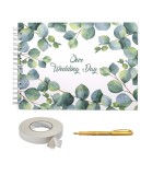 Album foto / Guestbook / Caiet marturii pentru nunta, format A4 landscape, pix inclus, green, accesoriu nunta