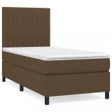 Cumpara ieftin Pat box spring cu saltea, maro inchis, 100x200 cm, textil