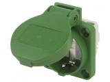 Conector alimentare AC 2P+PE 250V 16A verde