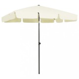 vidaXL Umbrelă de soare de plajă, galben nisipiu, 200x125 cm
