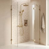 Coloana de dus cu termostat Lungo Diamond Gold Brush