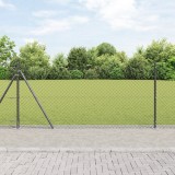 vidaXL Gard de s&acirc;rmă zincată Set de 2 Gri Metal, Plastic 25 x 0.8 m