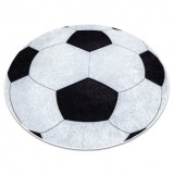 JUNIOR 51553.802 cerc covor lavabil Fotbal pentru copii anti-alunecare - negru / alb, cerc 100 cm