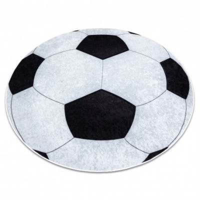 JUNIOR 51553.802 cerc covor lavabil Fotbal pentru copii anti-alunecare - negru / alb, cerc 100 cm foto