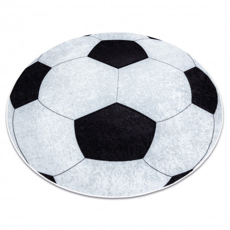 JUNIOR 51553.802 cerc covor lavabil Fotbal pentru copii anti-alunecare - negru / alb, cerc 100 cm