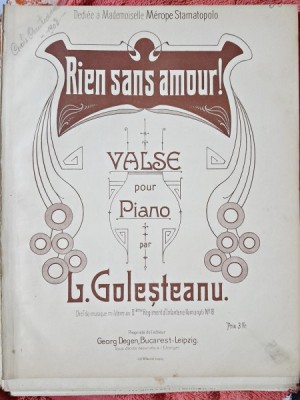 Rien sans amour! vals pentru pian - L. Golesteanu foto